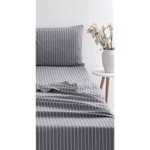 Jersey TWIN Sheet Set - Flat Sheet, 15" Fitted Sheet & Pillowcase - Grey Striped